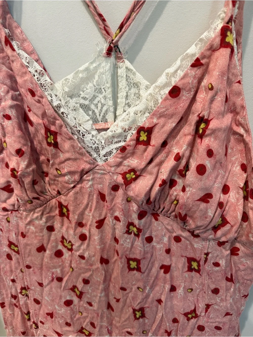 Anthropologie Dusty Pink Floral Lace-Trim Mini Dress - Picture 3 of 12